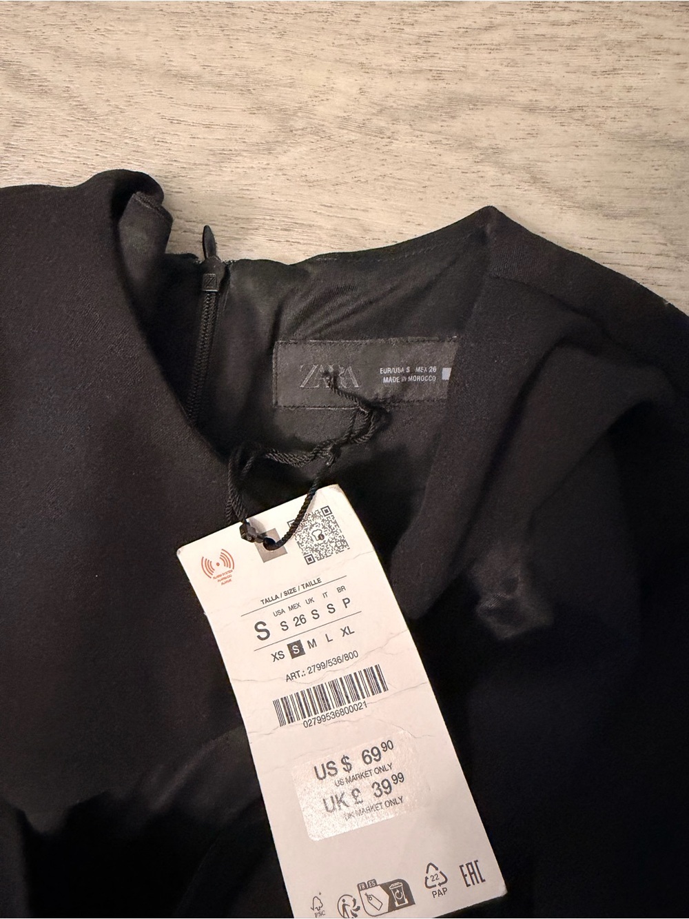 Zara Black Asymmetric Cutout Long-Sleeve Mini Dress - Picture 3 of 4